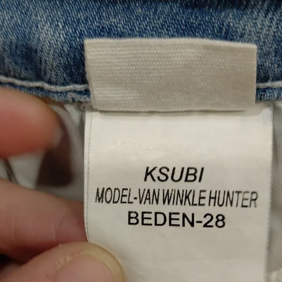 Ksubi Sz.28 Waist,Unisex, Light Blue Relaxed Jeans with Graphic Details....